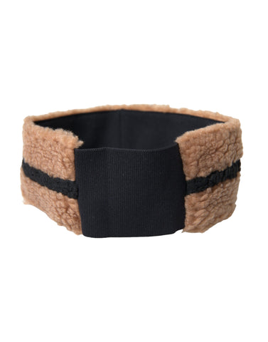 Brown and black fleece wool headband hat for men by Dolce & Gabbana, featuring a cozy, stylish accessory for cold weather.