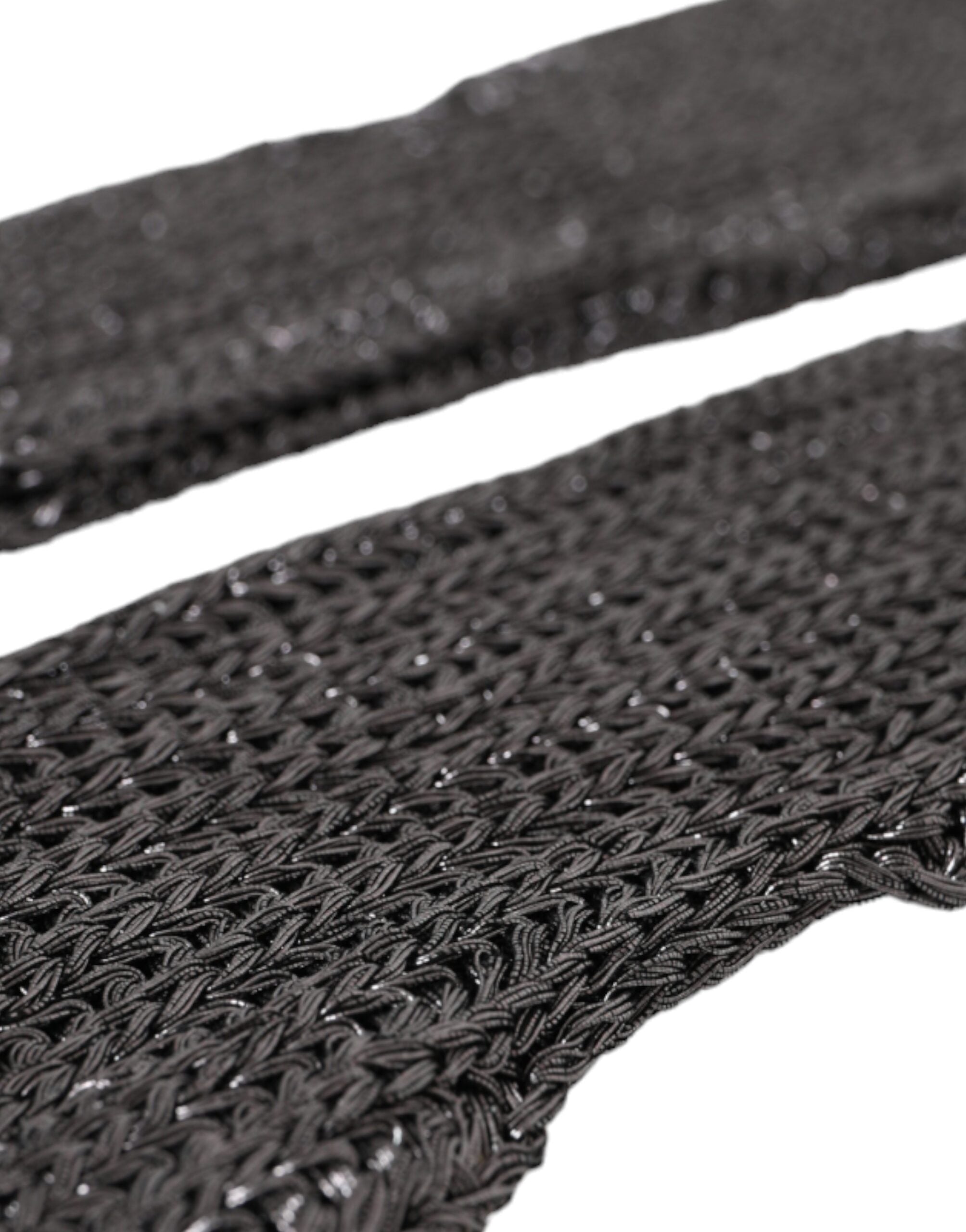 Gray viscose knitted fingerless gloves by Dolce & Gabbana, showing close-up of textured fabric and stylish design.