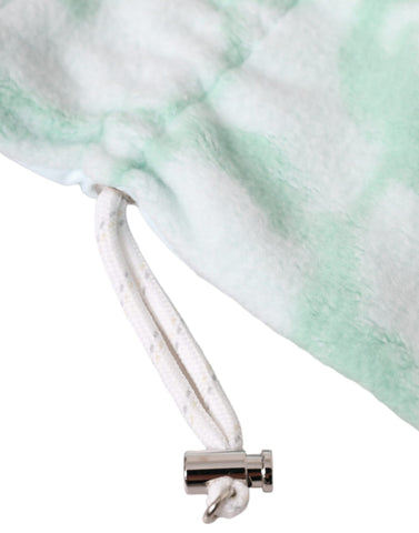 White nylon fleece wrist-length mitten gloves by Dolce & Gabbana, showing a soft fleece lining and sleek nylon exterior.
