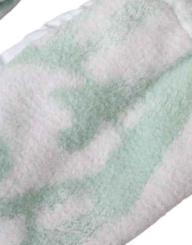 White nylon fleece wrist-length mitten gloves by Dolce & Gabbana, showing soft fleece lining and sleek nylon exterior.