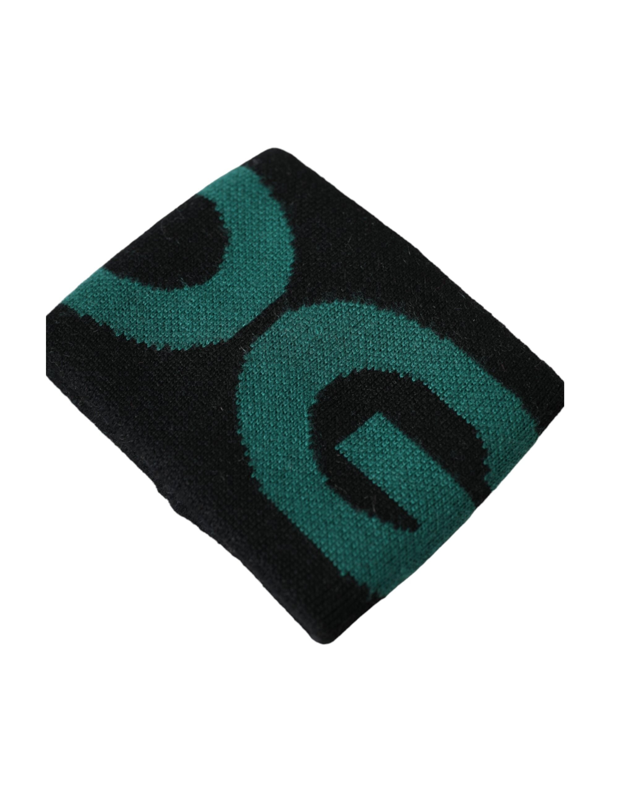 Black and green wool logo wristband by Dolce & Gabbana featuring the #DGMILLENNIALS branding and textured fabric detail.