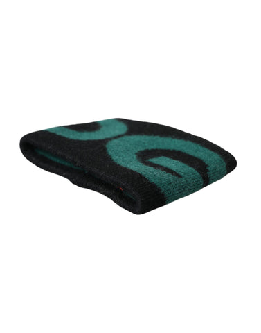 Black Wool Wristband with Green Dolce & Gabbana Logo, DGMILLENNIALS branding, featuring a stylish and textured accessory.