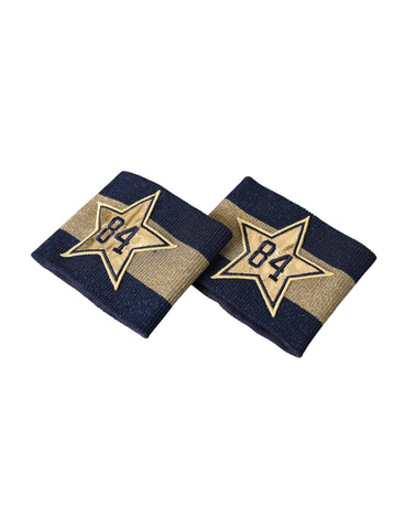 Black viscose wristband with gold logo star detail from Dolce & Gabbana, featuring a stylish and modern accessory design.