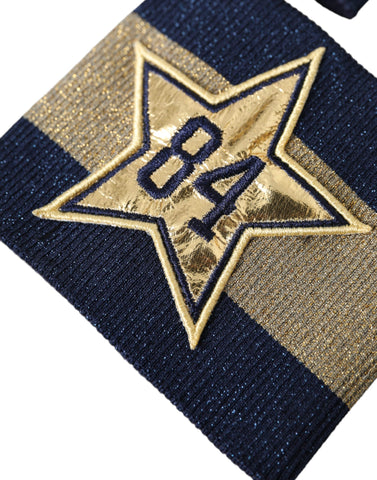 Black gold logo star 84 viscose wristband by Dolce & Gabbana featuring a star design and bold branding.