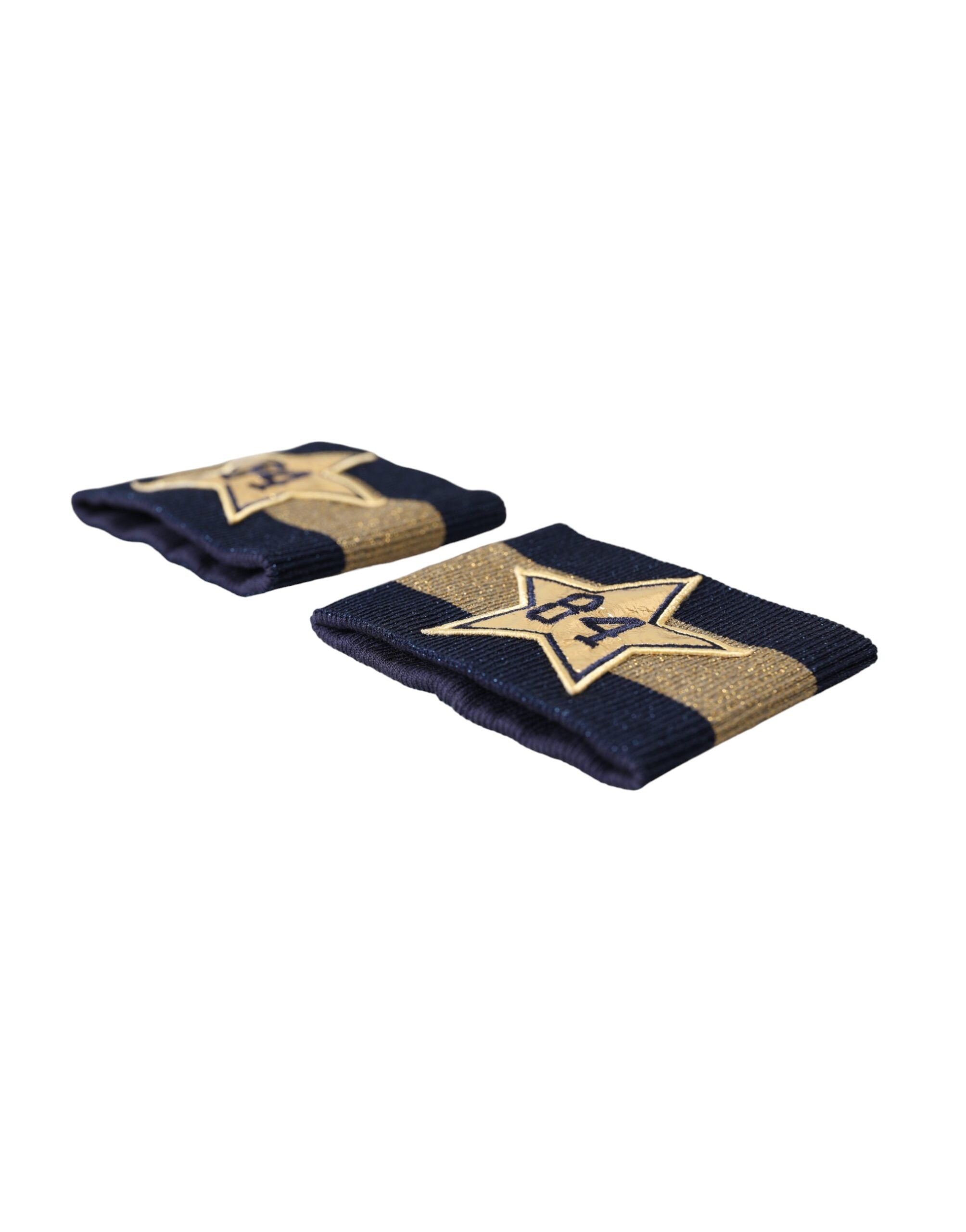 Black gold logo star 84 viscose wristband by Dolce & Gabbana featuring a star design and logo print on soft viscose fabric.