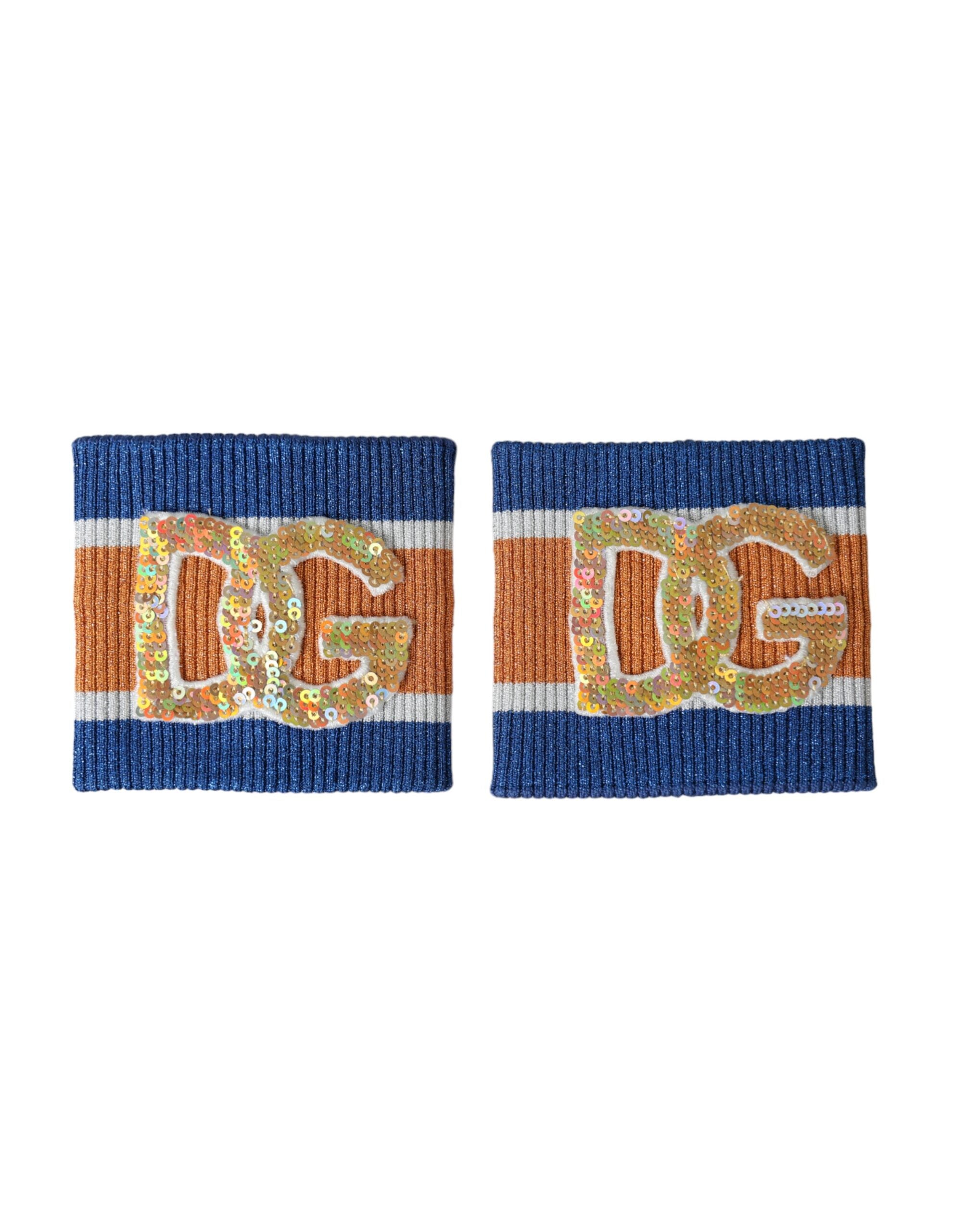 Multicolor sequin wristband with Dolce & Gabbana logo, featuring vibrant designs on viscose fabric.