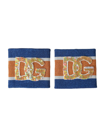 Multicolor sequin wristband with Dolce & Gabbana logo, featuring vibrant designs on viscose fabric.