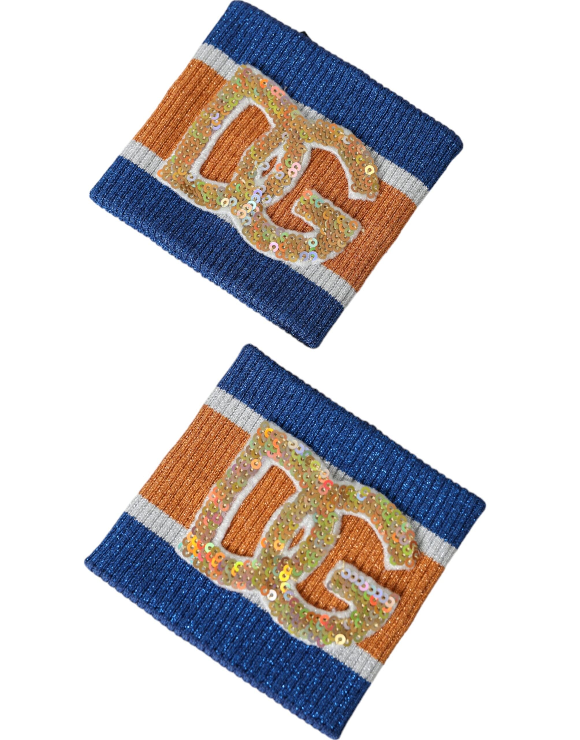 Multicolor logo sequin viscose wristband by Dolce & Gabbana with vibrant sequins and branded logo detail.