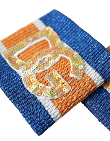 Multicolor logo sequin viscose wristband by Dolce & Gabbana with vibrant sequins and branded logo detail.