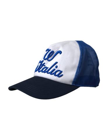Blue, white, and black Dolce & Gabbana Italia Mesh baseball hat with breathable design and sporty style.