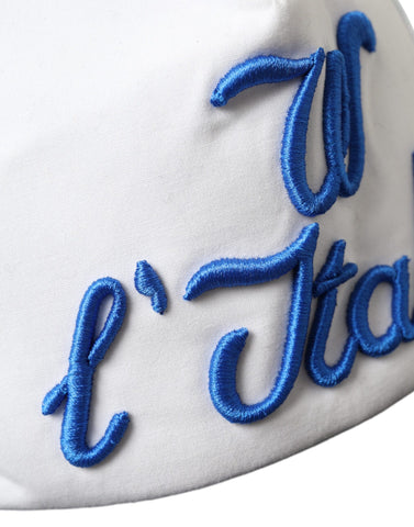 Blue, white, and black Italia mesh baseball hat by Dolce & Gabbana featuring breathable fabric and sporty design.