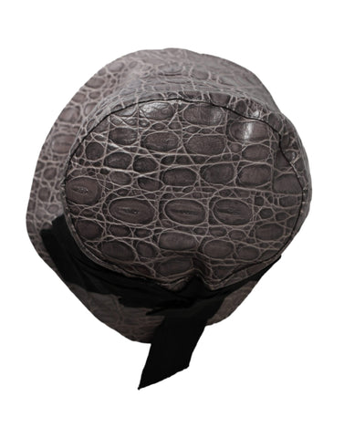 Black and gray patterned leather bucket hat by Dolce & Gabbana with a stylish, textured design.