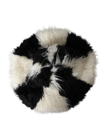 Black and white striped mohair fur bucket hat by Dolce & Gabbana, featuring a stylish, textured design and wide brim.