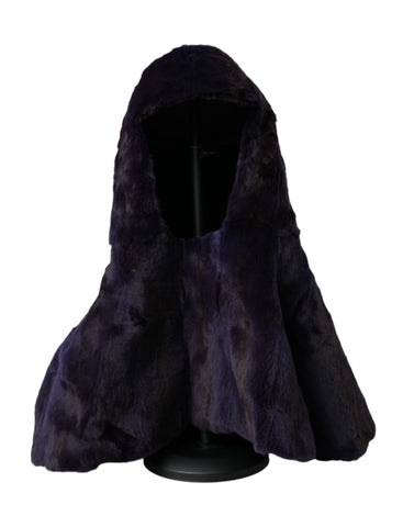 Black weasel fur wrap hat featuring a full head coverage design from Dolce & Gabbana, showcasing luxurious fur texture.