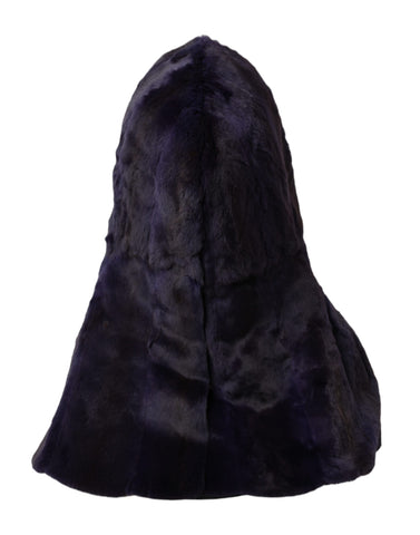 Black weasel fur head wrap hat by Dolce & Gabbana featuring a full fur design and wrap-around style.