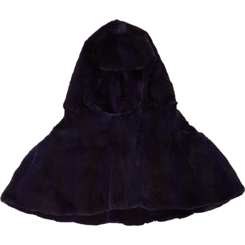 Black weasel fur head wrap hat by Dolce & Gabbana, featuring a luxurious full fur design and snug fit.