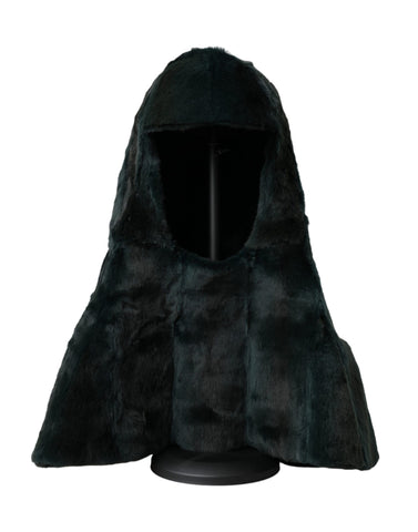 Dolce & Gabbana black weasel fur head wrap hat, featuring a full fur design with a stylish and luxurious look.