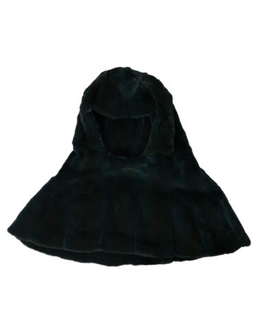 Black weasel fur whole head wrap hat by Dolce & Gabbana, featuring luxurious fur covering the entire head and neck area.