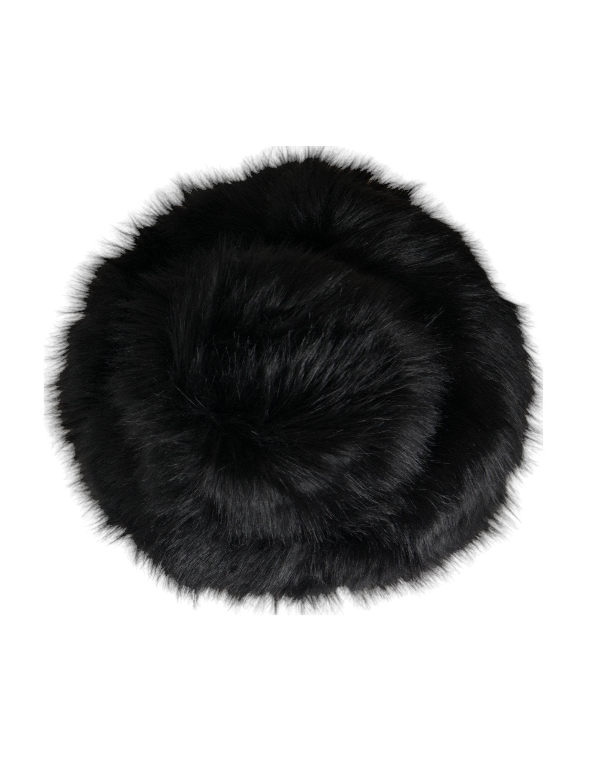 Black faux fur women's bucket hat by Dolce & Gabbana, stylish hat with soft, plush texture and wide brim for a fashionable look.