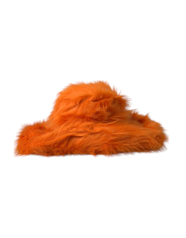 Orange faux fur polyester fedora hat by Dolce & Gabbana with a wide brim and stylish design.