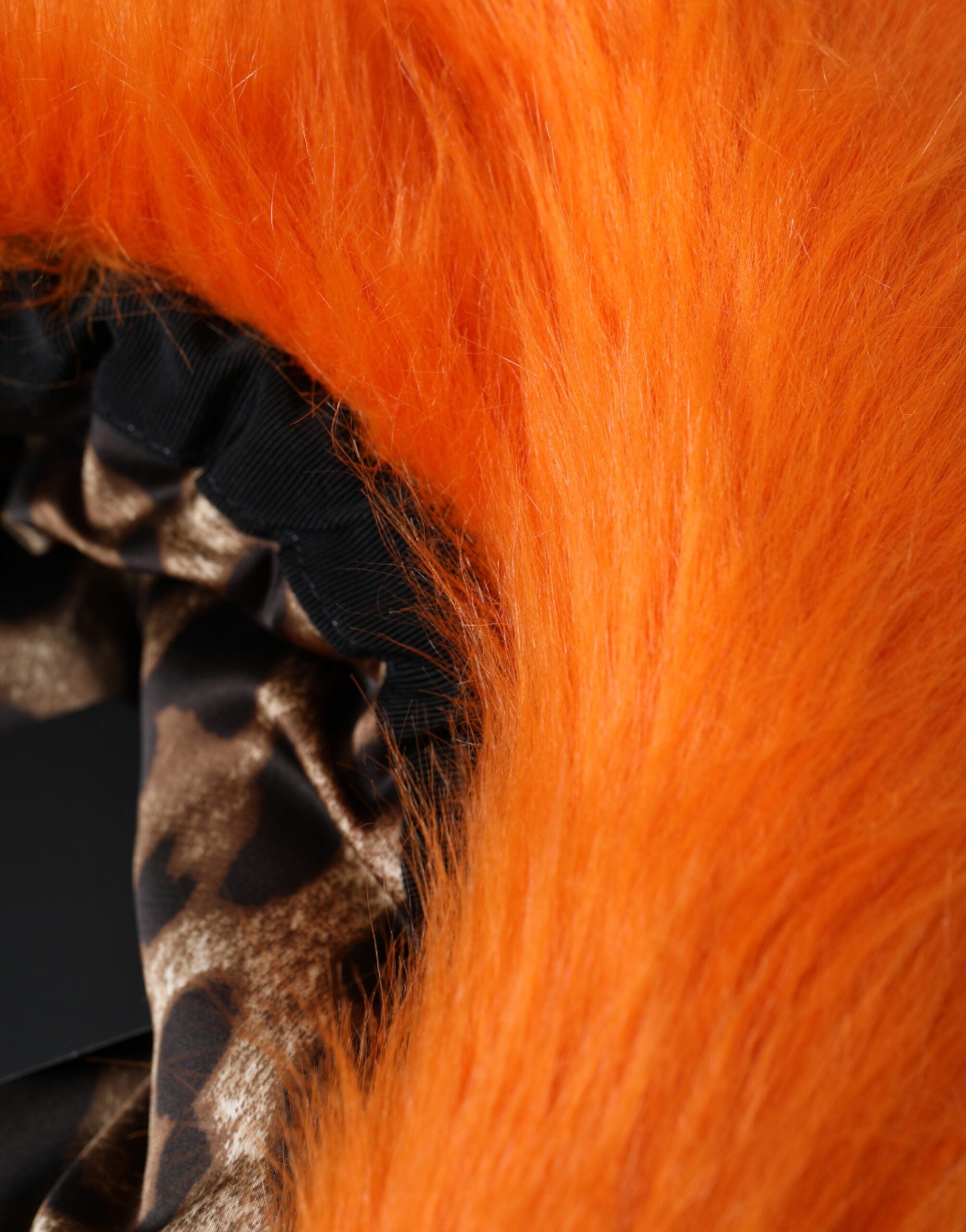 Orange faux fur polyester fedora hat by Dolce & Gabbana with a wide brim and stylish design.