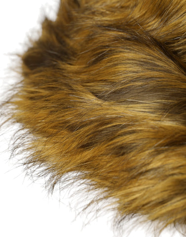 Brown modacrylic faux fur bucket hat by Dolce & Gabbana with soft, plush texture and wide brim.