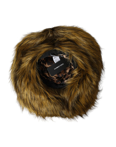 Brown Dolce & Gabbana faux fur bucket hat made of modacrylic with a soft, plush texture and wide brim for a stylish winter look.