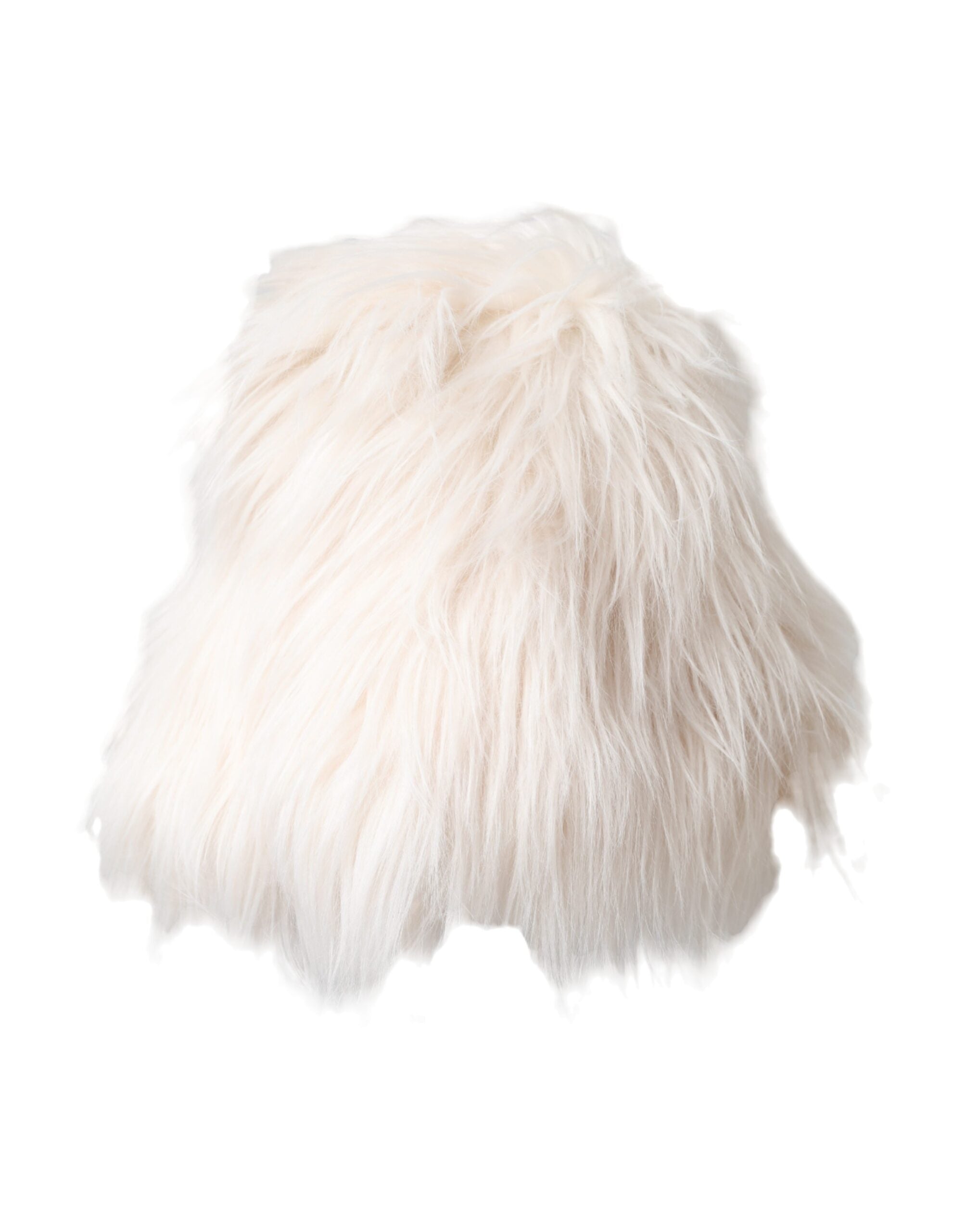 White acrylic fur women's bucket hat by Dolce & Gabbana, featuring a stylish and cozy design.