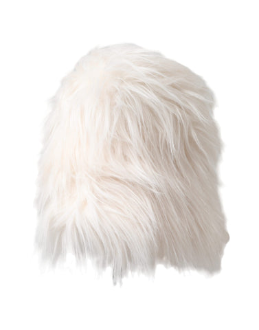 White acrylic fur women's bucket hat by Dolce & Gabbana, showing soft fur texture and wide brim for a stylish accessory.