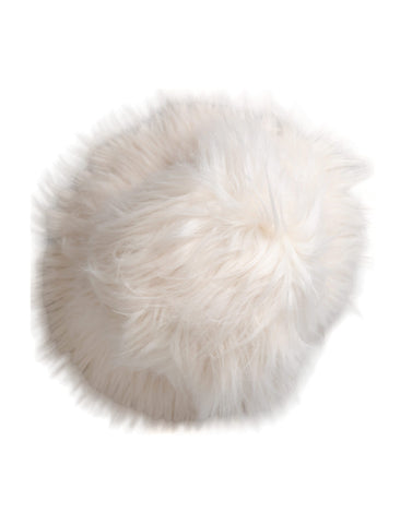 White acrylic fur women's bucket hat by Dolce & Gabbana with a soft, plush texture and stylish design.