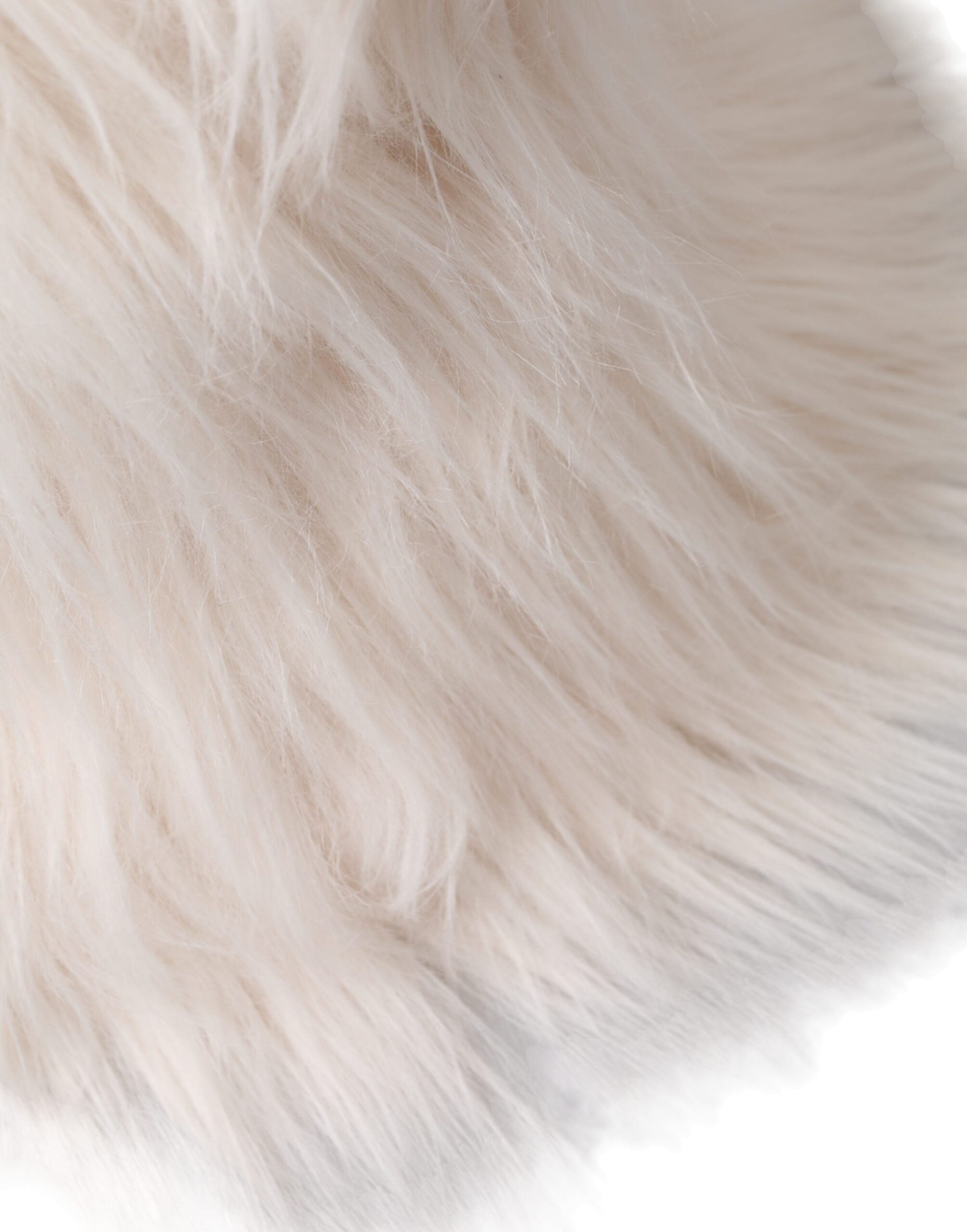 White acrylic fur women's bucket hat by Dolce & Gabbana, showcasing soft, plush texture and stylish brim design.