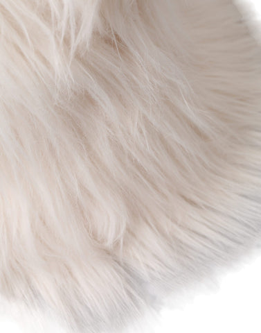 White acrylic fur women's bucket hat by Dolce & Gabbana, showcasing soft, plush texture and stylish brim design.