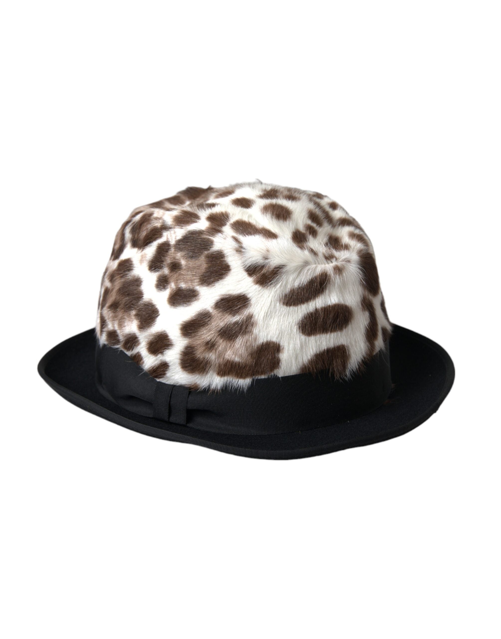 Multicolor leopard print fedora hat for women by Dolce & Gabbana, featuring a stylish wide brim and vibrant animal pattern.