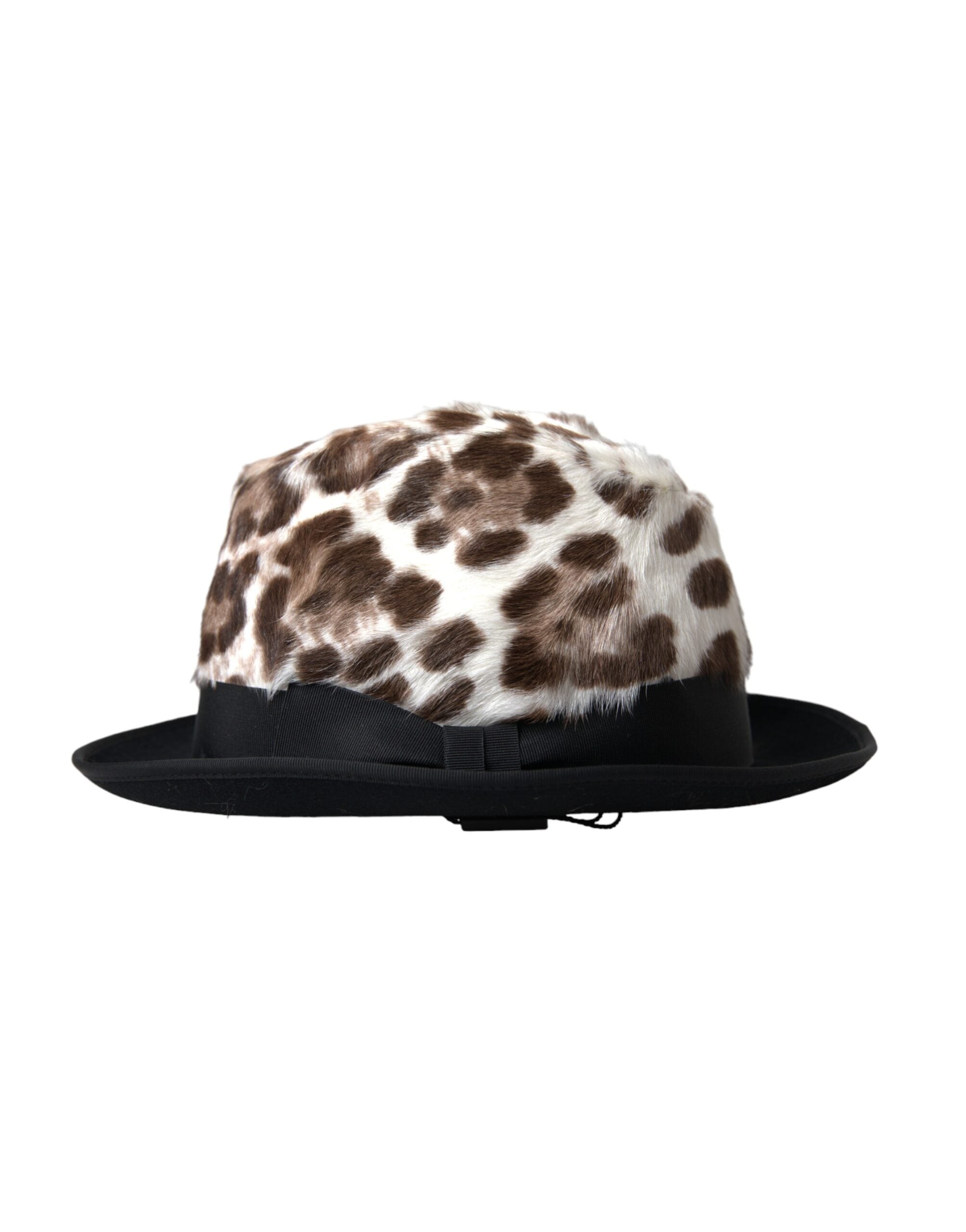 Multicolor leopard print women’s fedora hat by Dolce & Gabbana with a wide brim and stylish design.