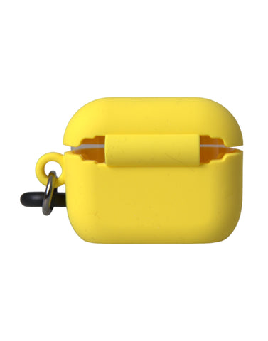 Yellow silicone AirPods case with embossed Dolce & Gabbana logo, designed to protect and personalize your wireless earbuds.