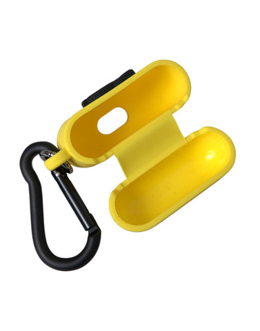 Yellow silicone AirPods case with embossed Dolce & Gabbana logo, designed for protection and style.