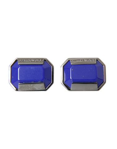 Silver plated brass cufflinks with crystal accents, stylish men's jewelry by Dolce & Gabbana, featuring a sleek, polished design.