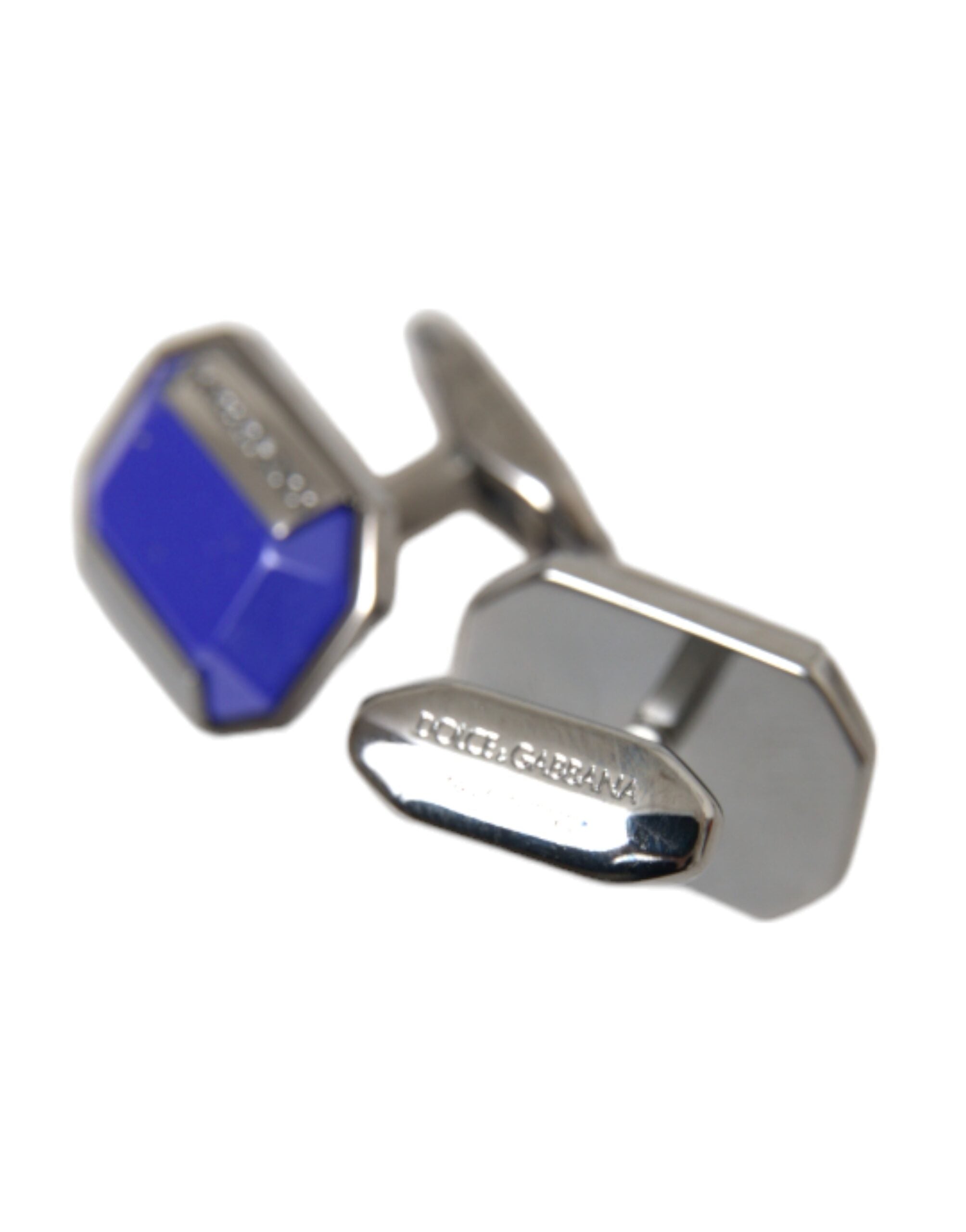 Silver plated brass pin crystal cufflinks with elegant design, perfect for formal attire, by Dolce & Gabbana.