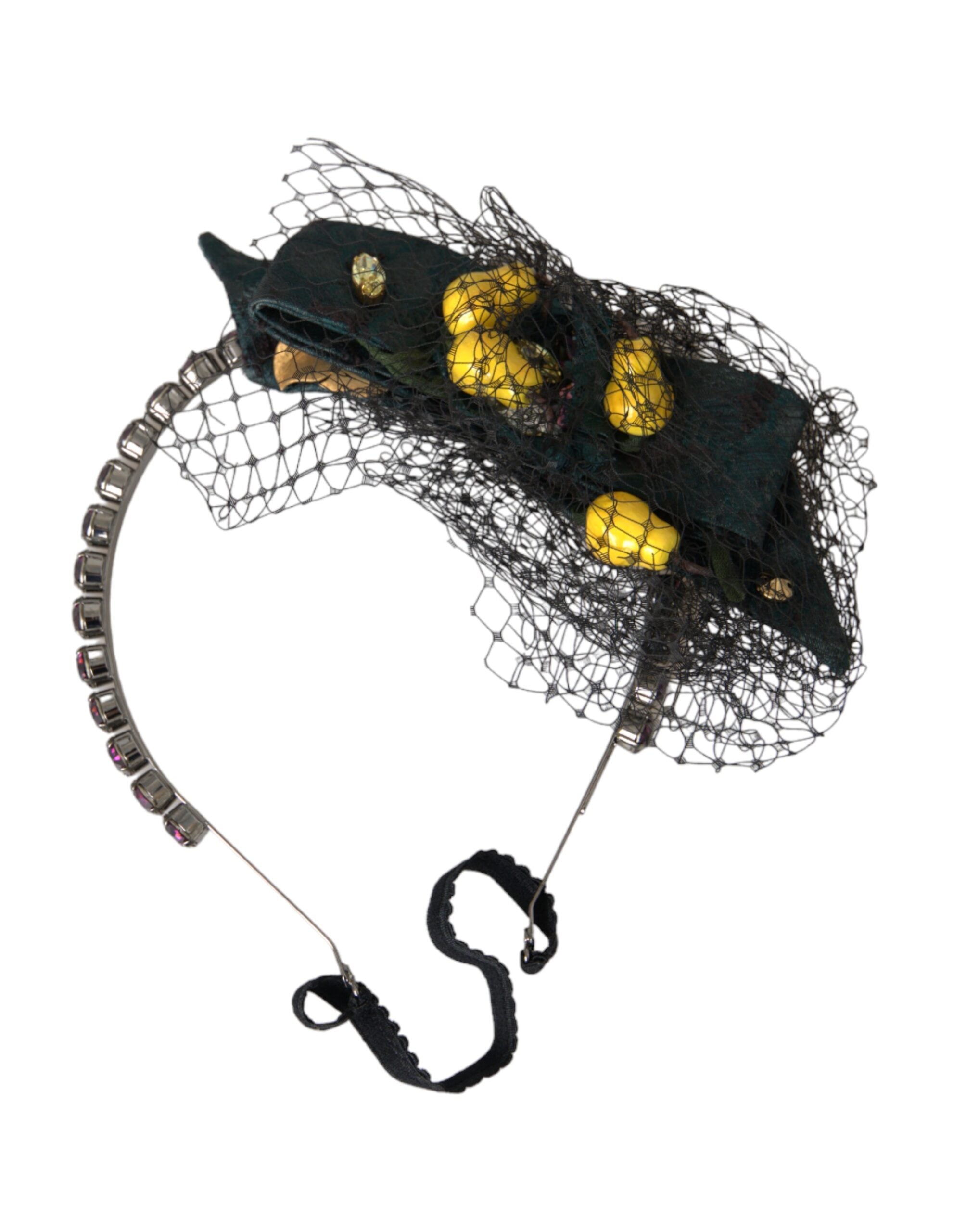 Black Lemons Sicily purple crystal net headband diadem by Dolce & Gabbana featuring intricate net design and sparkling crystal accents.