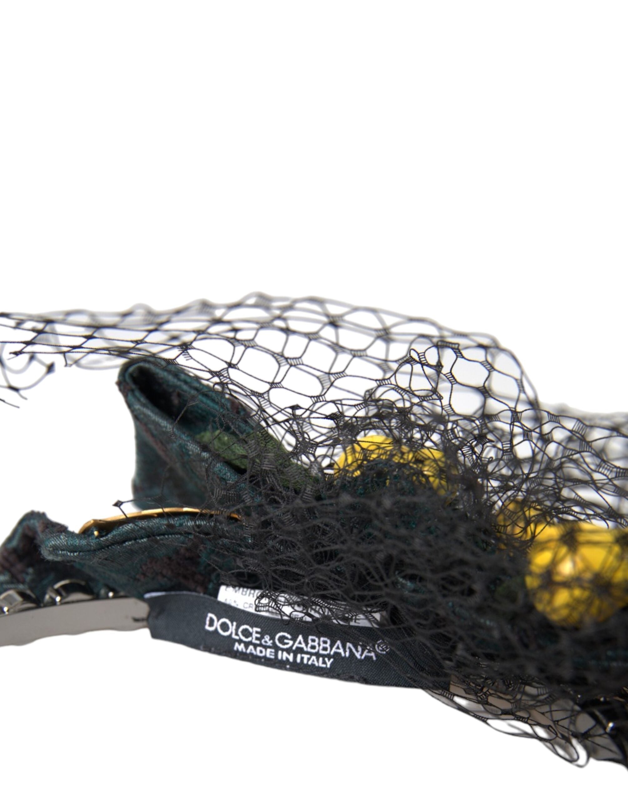 Dolce & Gabbana black lemon Sicily purple crystal net headband diadem with intricate design and crystal embellishments.