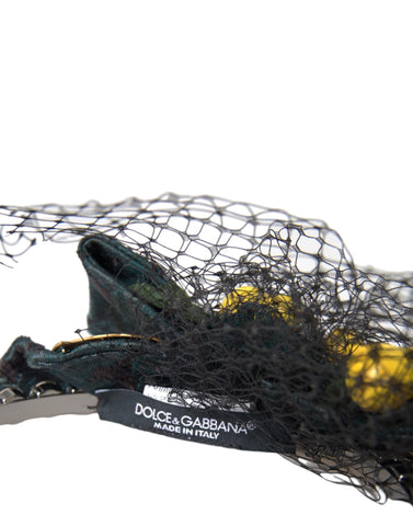 Dolce & Gabbana black lemon Sicily purple crystal net headband diadem with intricate design and crystal embellishments.