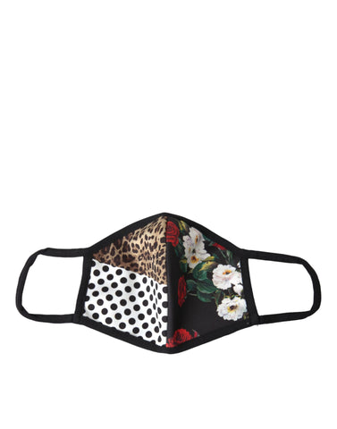 Multicolor leopard floral elastic face mask by Dolce & Gabbana featuring vibrant print and comfortable ear straps.