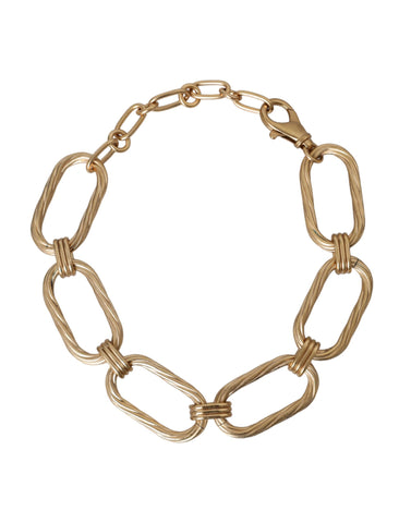 Gold tone brass large link chain necklace featuring bold, interconnected links, designed by Dolce & Gabbana.
