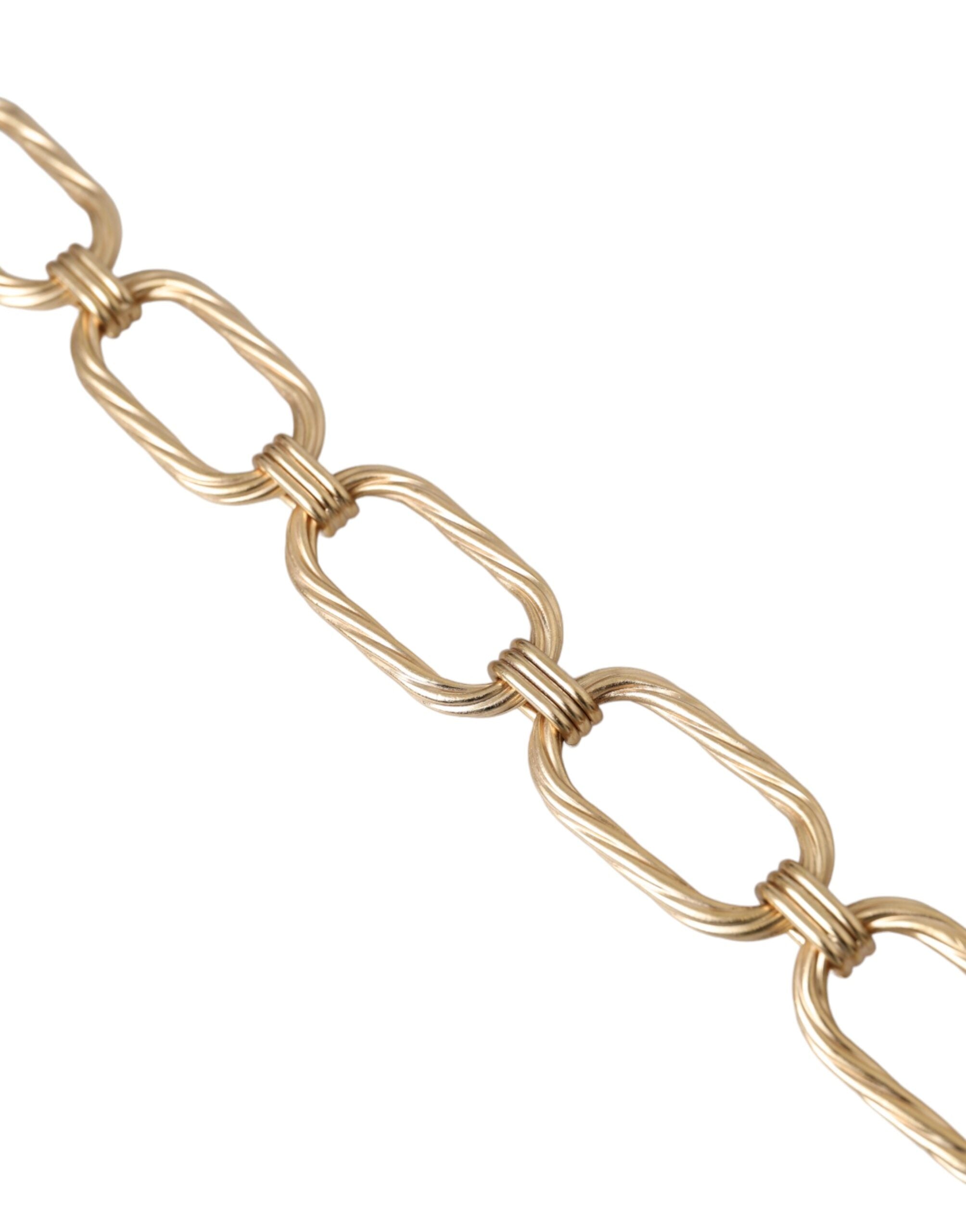 Gold tone brass large link chain necklace by Dolce & Gabbana, featuring chunky interconnected links for a bold jewelry statement.