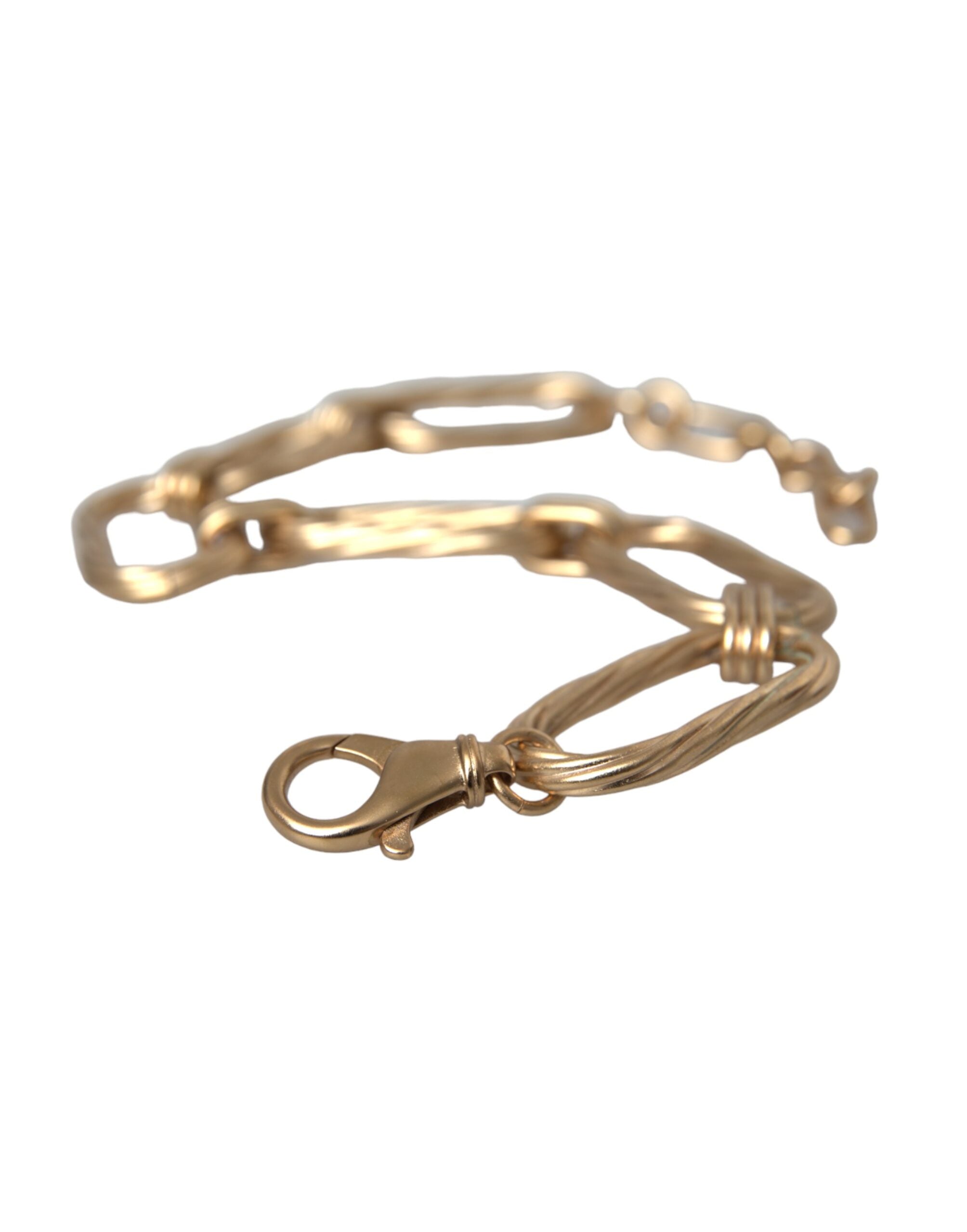 Gold tone brass large link chain necklace with chunky design, crafted by Dolce & Gabbana, showcasing its bold and stylish jewelry style.