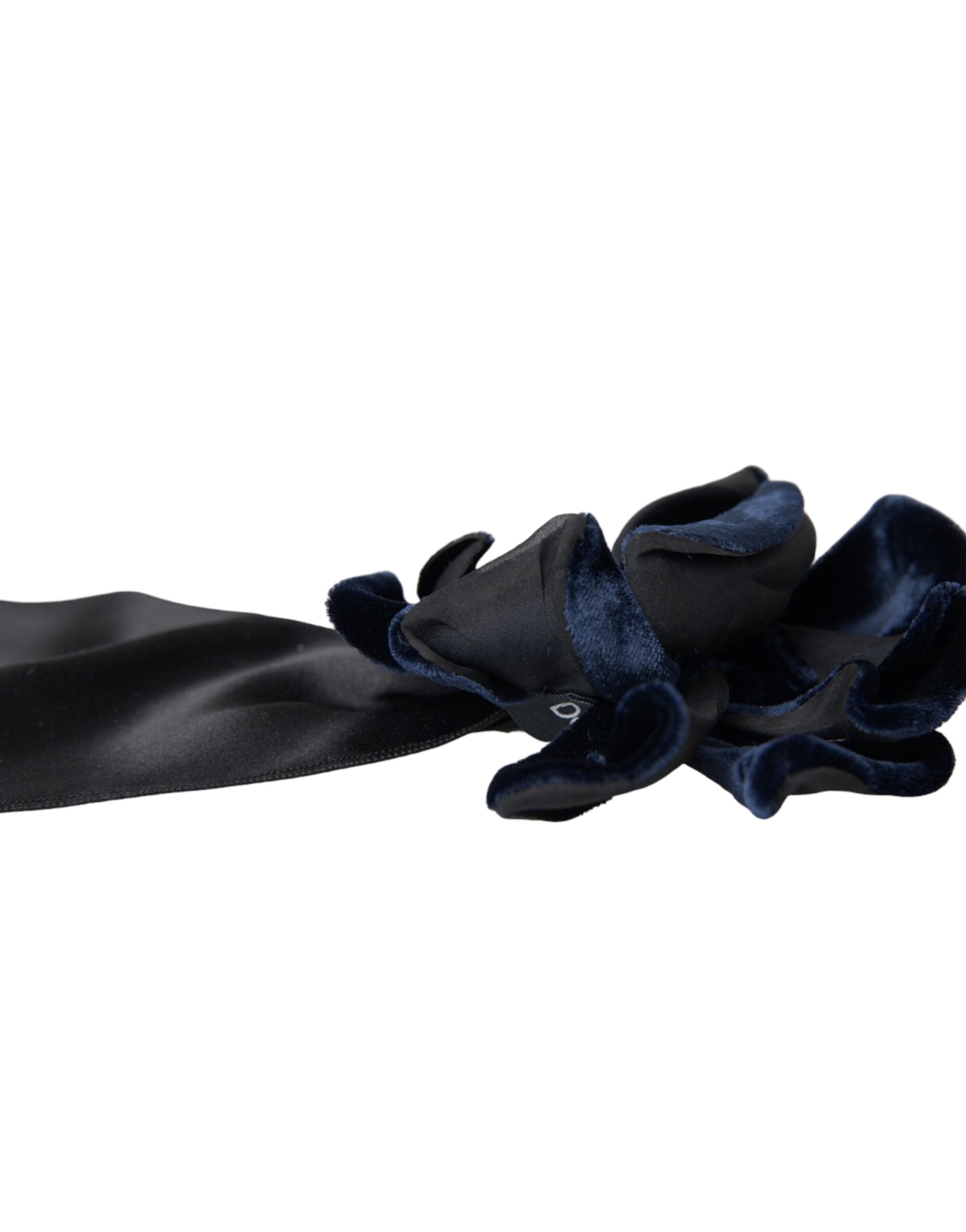 Black silk and gold brass floral hair pin brooch with intricate design, perfect for elegant hair accessories by Dolce & Gabbana