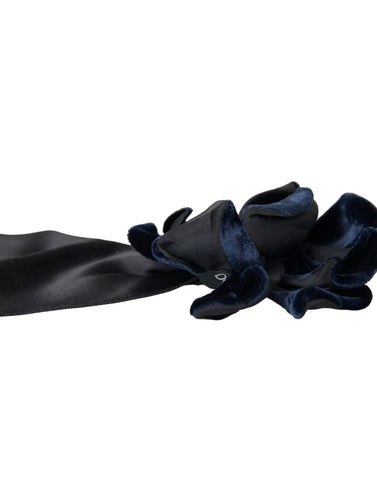 Black silk and gold brass floral hair pin brooch with intricate design, perfect for elegant hair accessories by Dolce & Gabbana