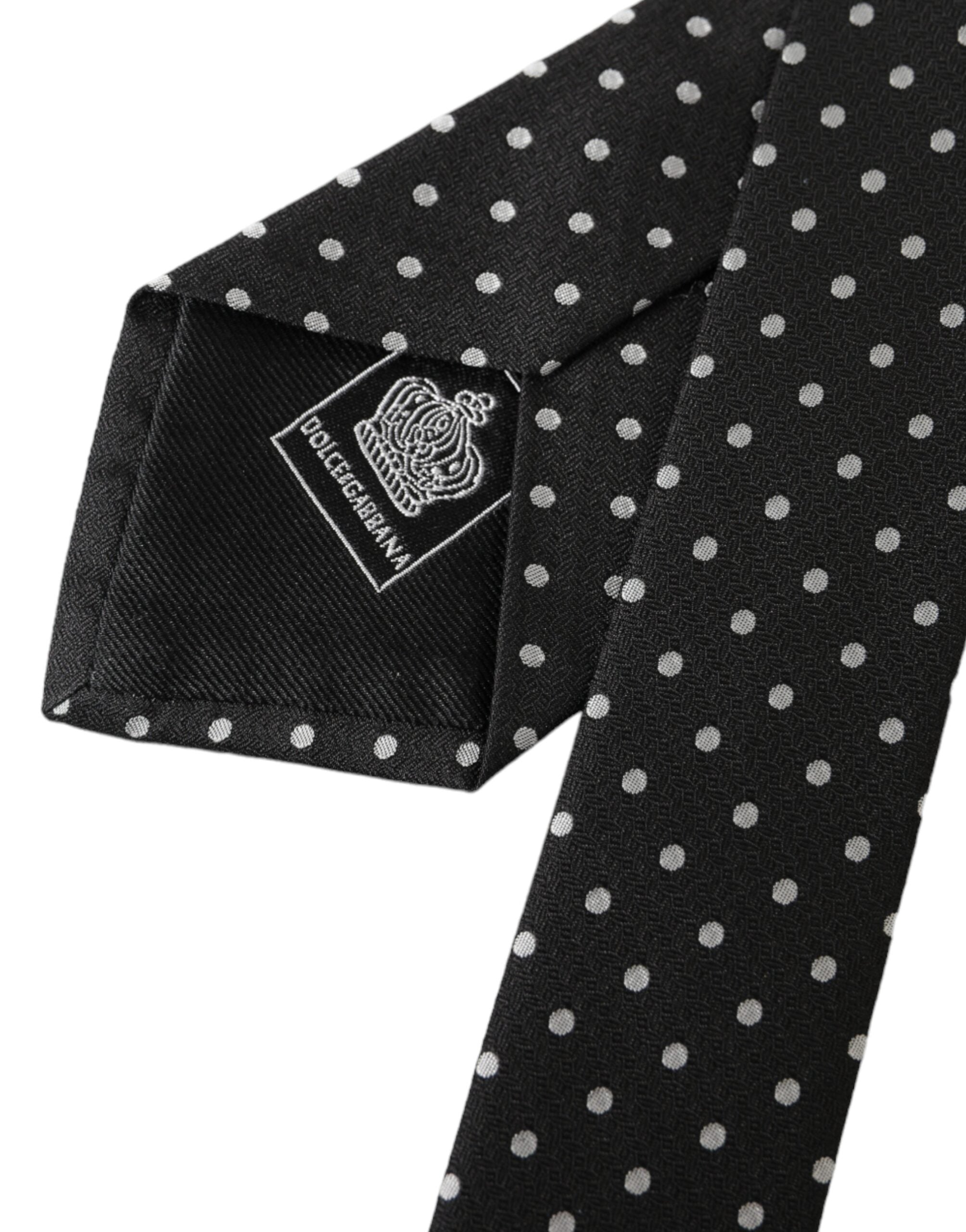 Dark Gray White Polka Dots 100% Silk Necktie Face Mask