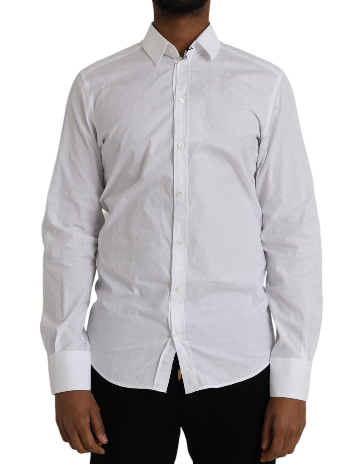 White cotton long sleeve dress by Dolce & Gabbana featuring a classic gold shirt design with elegant, flowing fabric.