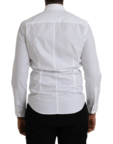 White cotton long sleeve dress by Dolce & Gabbana, featuring a stylish Martini shirt design and elegant fit.
